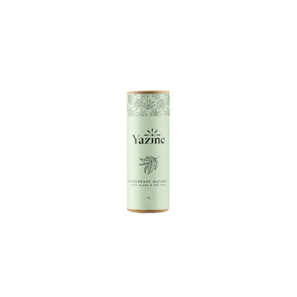 Déodorant naturel Yazine microcristaux d’argent parfum Musc Blanc et Thé Vert – disponible chez Nanou’s House Maroc