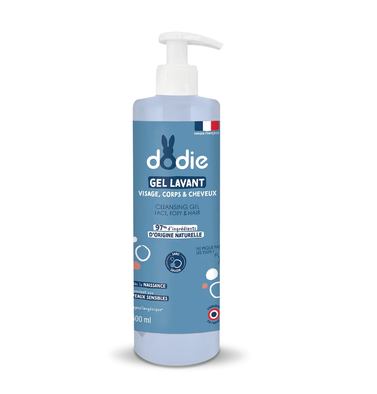 Dodie Gel Lavant 3-en-1 (Visage, Corps & Cheveux) - Flacon Pompe 500ml