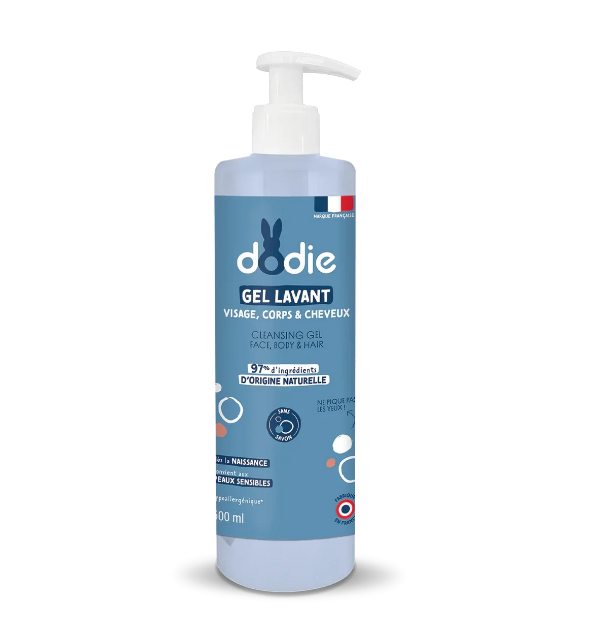 Dodie Gel Lavant 3-en-1 (Visage, Corps & Cheveux) - Flacon Pompe 500ml