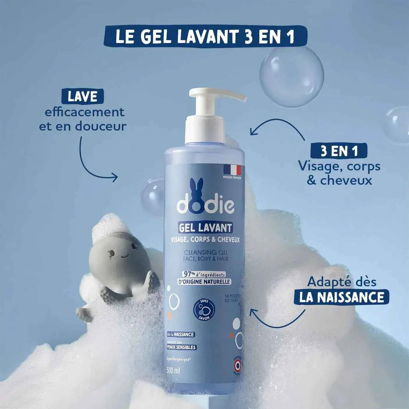 Gel lavant 3-en-1 Dodie pour bébé disponible au Maroc chez Nanou's House