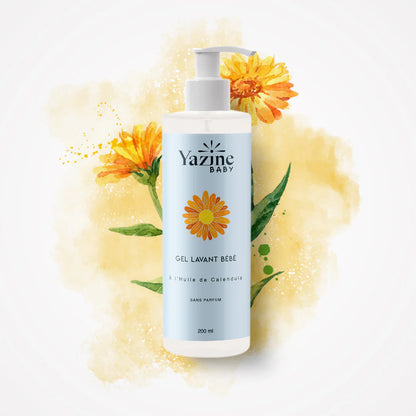 Gel lavant bébé Yazine corps et cheveux à l’huile de calendula – Livraison au Maroc Nanou’s House