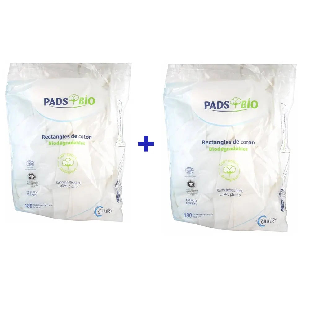 Gilbert Pads Bio – Lot de 2 Sachet de 180 rectangles de coton (pack) - Nanou's house
