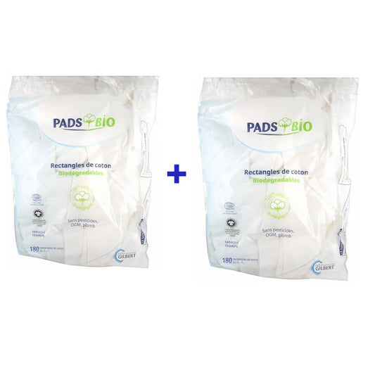 Gilbert Pads Bio – Lot de 2 Sachet de 180 rectangles de coton (pack) - Nanou's house