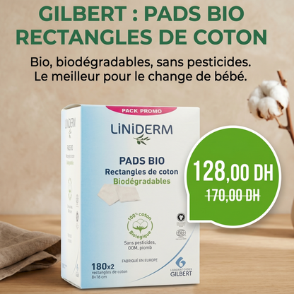 Gilbert Pads Bio – Lot de 2 Sachet de 180 rectangles de coton (pack) - Nanou's house