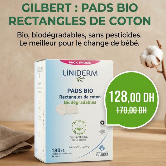 Gilbert Pads Bio – Lot de 2 Sachet de 180 rectangles de coton (pack) - Nanou's house