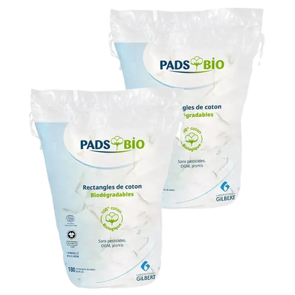Gilbert Pads Bio – Lot de 2 Sachet de 180 rectangles de coton (pack) - Nanou's house