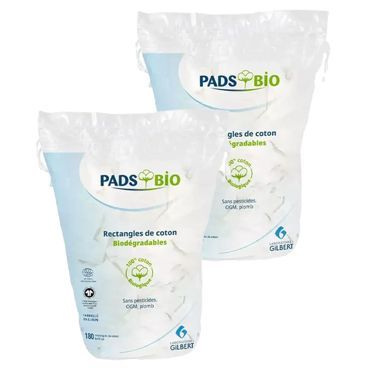 Gilbert Pads Bio – Lot de 2 Sachet de 180 rectangles de coton (pack) - Nanou's house