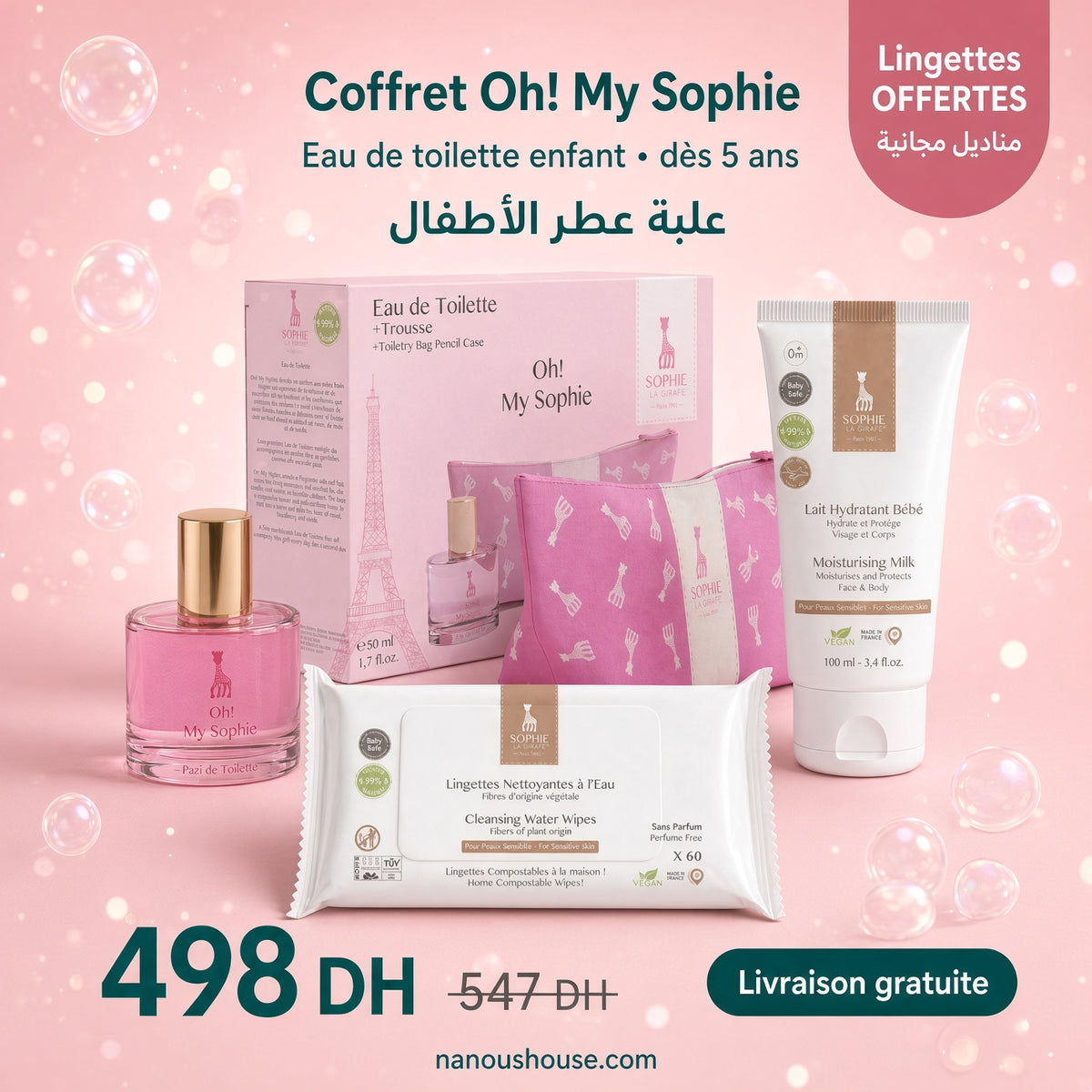 Coffret Oh! My Sophie + Lait Hydratant + Lingettes Offertes