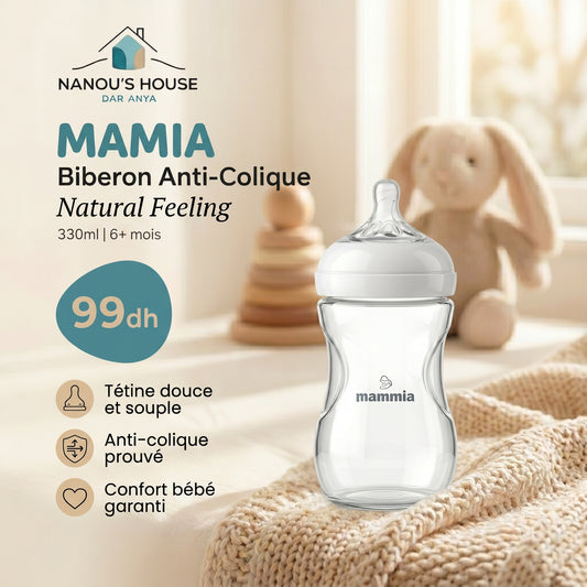 Mammia Biberon Natural Feeling Anti-Colique 330ml pour bébé dès 6 mois grande capacité