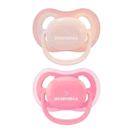 Mammia Pack 2 sucettes orthodontiques Natural Feeling 6 mois + coloris rose silicone sans BPA