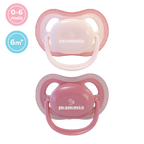 Mammia Pack 2 sucettes orthodontiques Natural Feeling 0-6 mois rouge rosé et ecru silicone sans BPA