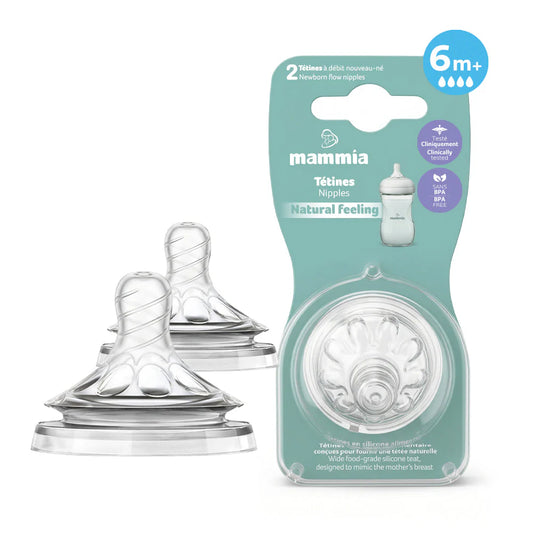 Mammia Pack 2 tétines silicone Natural Feeling 6 mois+ débit variable anti-colique