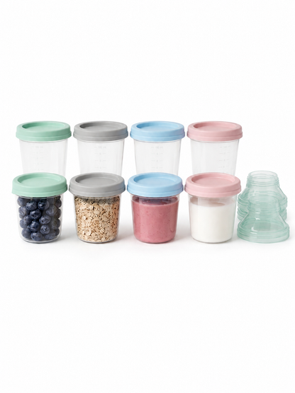 Mammia Pack de 8 Pots de Conservation 180ml pour lait maternel et repas bébé