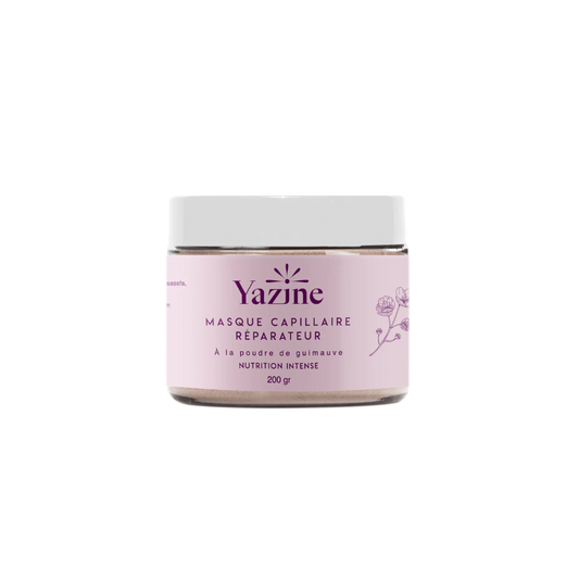 Masque ultra nourrissant à la poudre de guimauve Yazine – Soin capillaire naturel disponible chez Nanou’s House Maroc