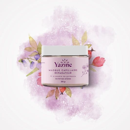 Masque ultra nourrissant à la poudre de guimauve Yazine – Soin capillaire naturel disponible chez Nanou’s House Maroc
