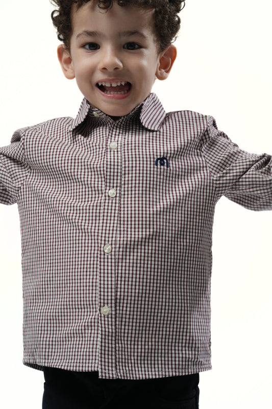 Moon & Loly Chemise Moon carreaux bordeaux – Disponible chez Nanou’s House Maroc