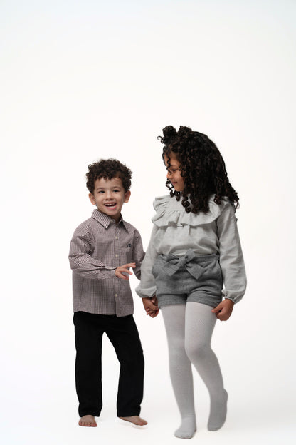 Moon & Loly Chemise Moon carreaux bordeaux – Disponible chez Nanou’s House Maroc