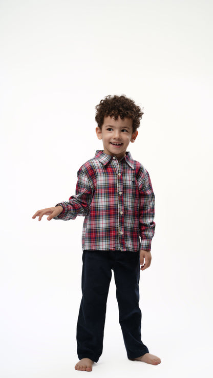 Moon & Loly Chemise Moon à carreaux rouge et bleu – Disponible chez Nanou’s House Maroc