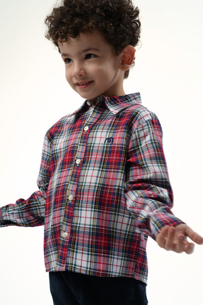 Moon & Loly Chemise Moon à carreaux rouge et bleu – Disponible chez Nanou’s House Maroc