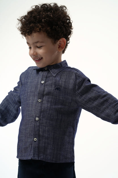 Moon & Loly Chemise Moon rayée bleu pétrole – Disponible chez Nanou’s House Maroc