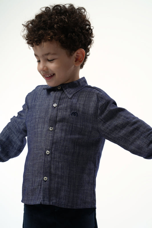 Moon & Loly Chemise Moon rayée bleu pétrole – Disponible chez Nanou’s House Maroc