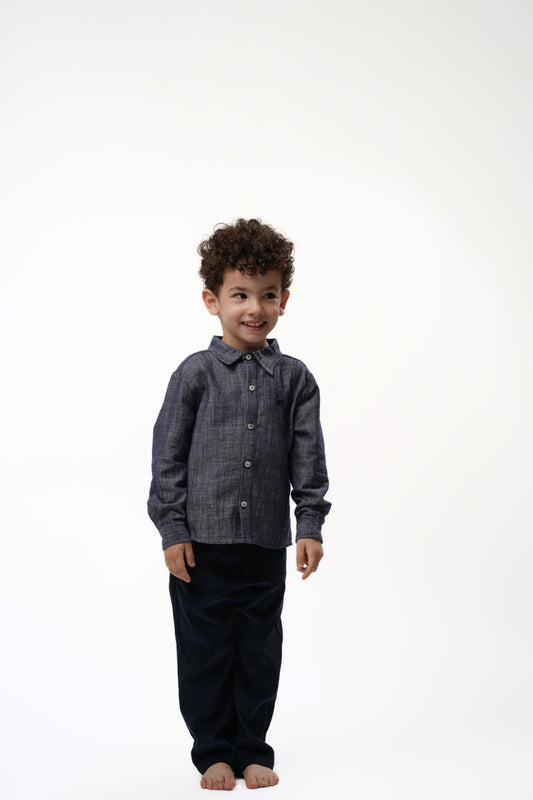 Moon & Loly Chemise Moon rayée bleu pétrole – Disponible chez Nanou’s House Maroc