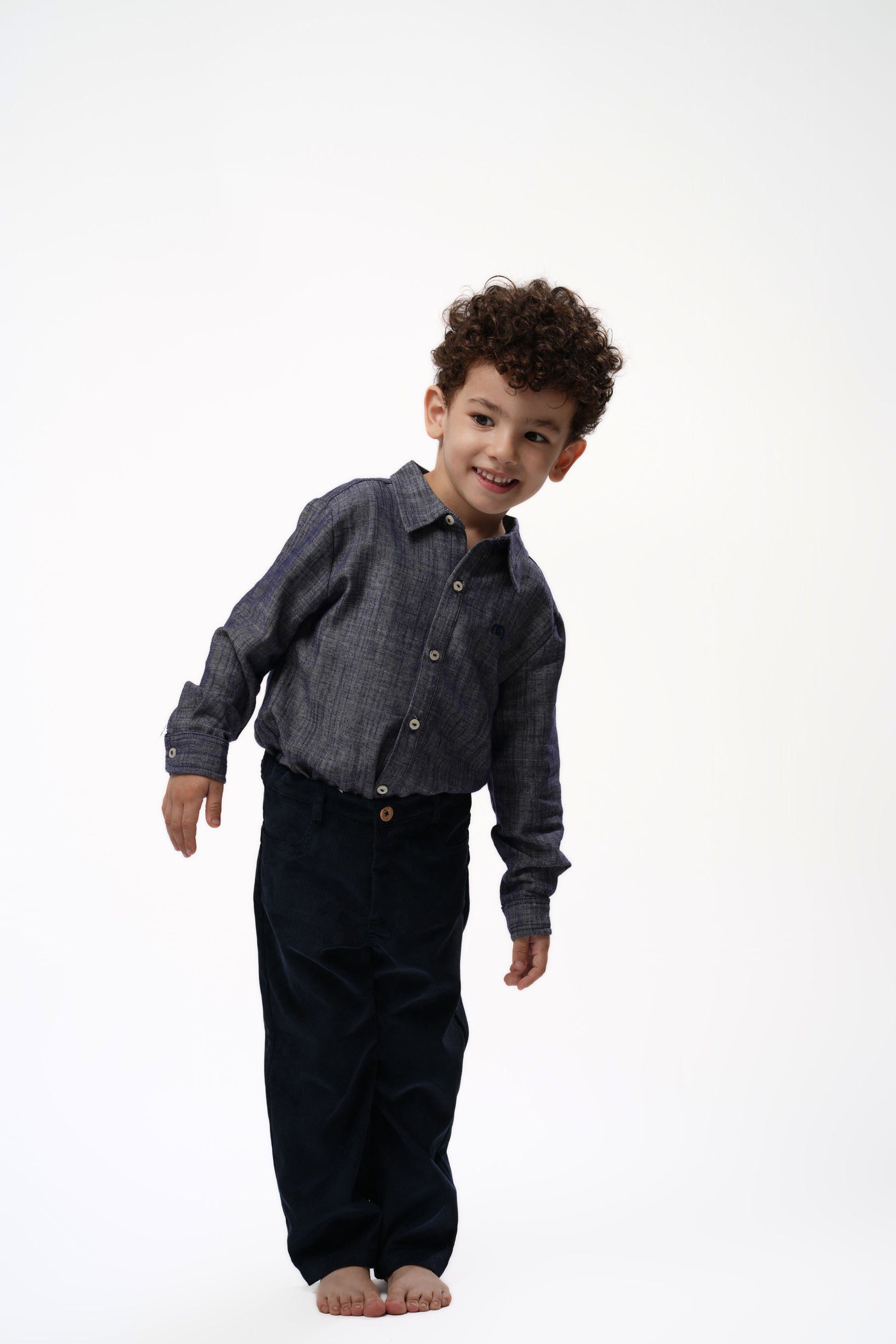 Moon & Loly Pantalon Moon velour bleu nuit – Disponible chez Nanou’s House Maroc