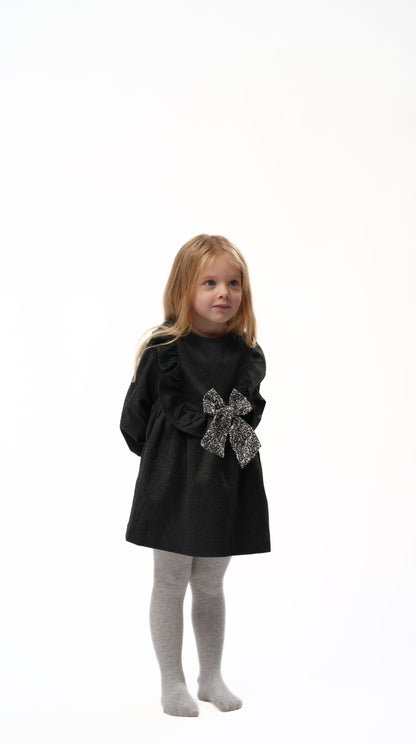 Moon & Loly Robe Loly papillon fleuri gris – Disponible chez Nanou’s House Maroc