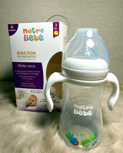 Biberon Notre Bébé Wide Neck 240ml blanc – Nanou's House
