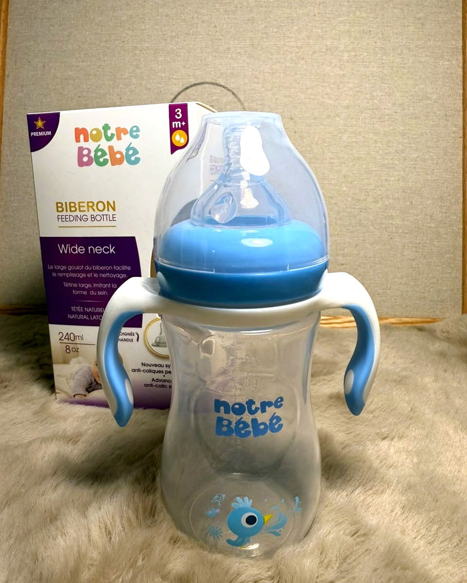 Biberon Notre Bébé Wide Neck 240ml bleu – Nanou's House