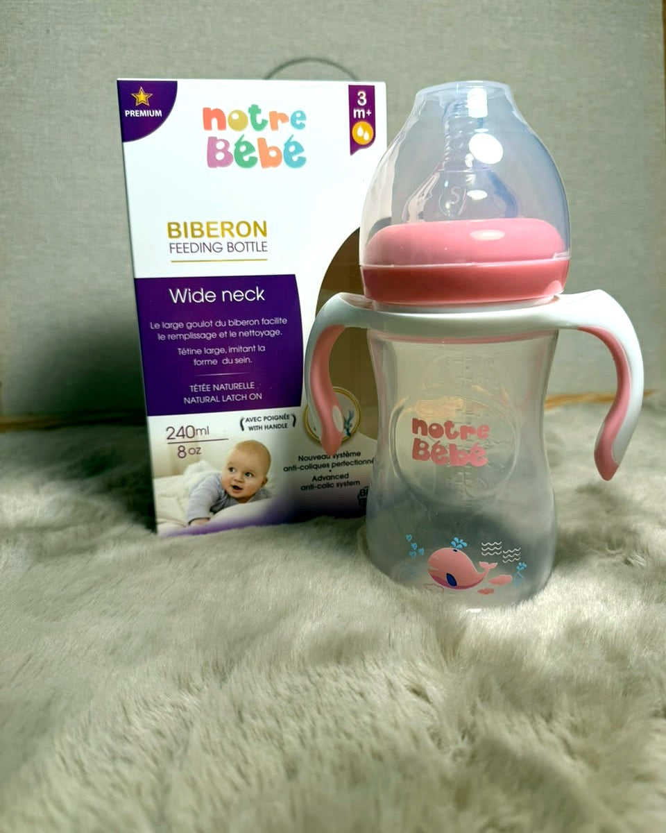 Biberon Notre Bébé Wide Neck 240ml rose – Nanou's House