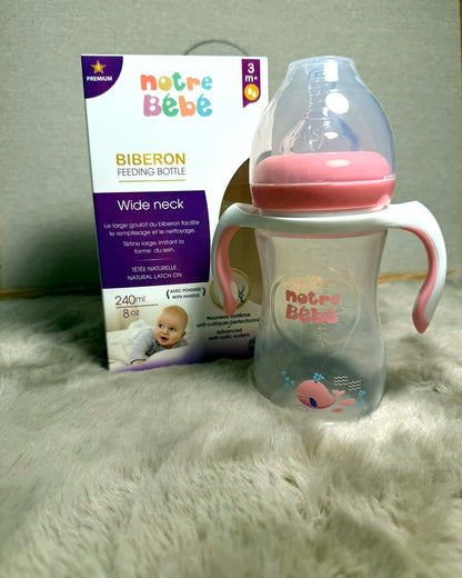 Biberon Notre Bébé Wide Neck 240ml rose – Nanou's House