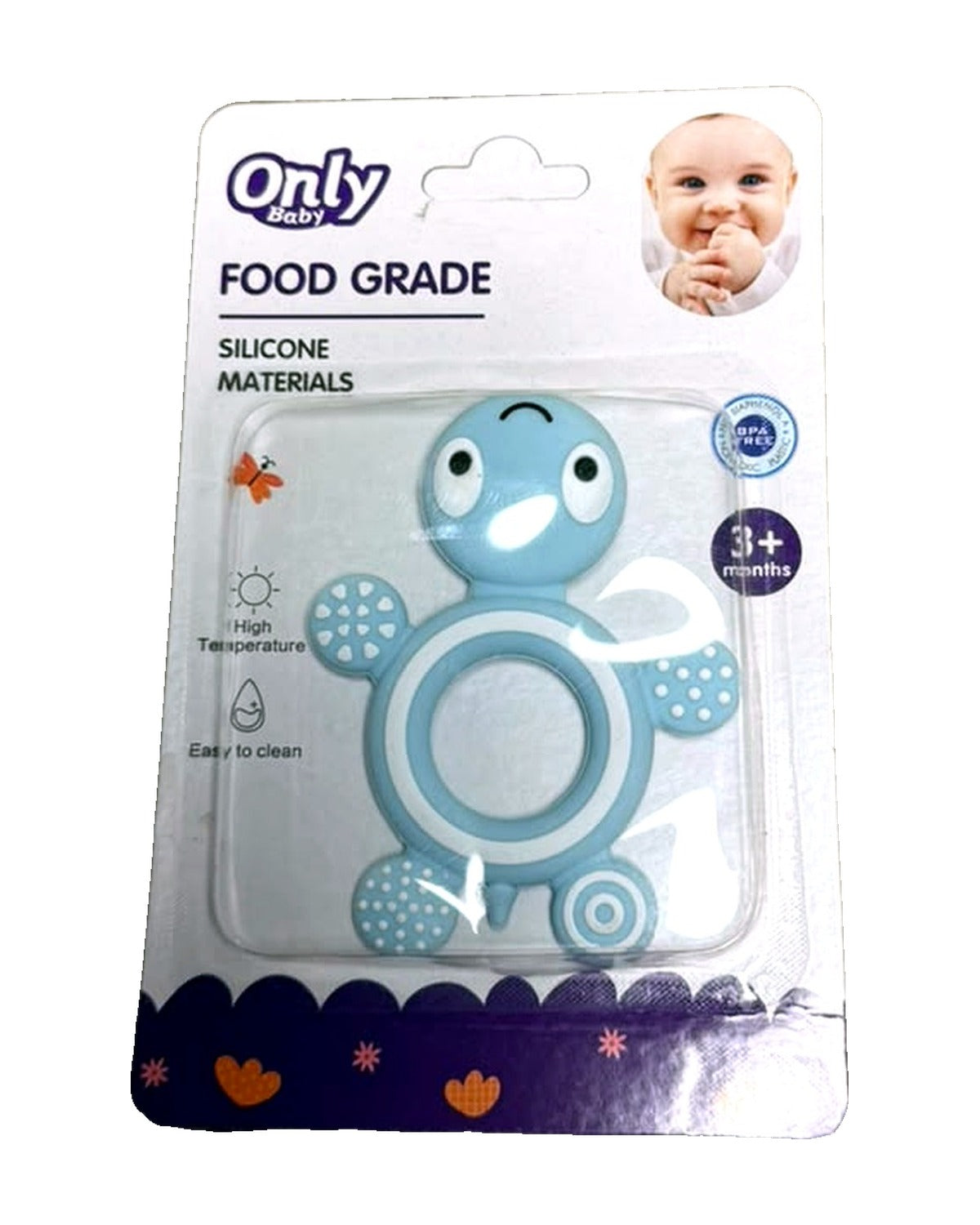 Anneau de dentition Tortue Only Baby en silicone 3M+ – Bleu Ciel – Nanou's House
