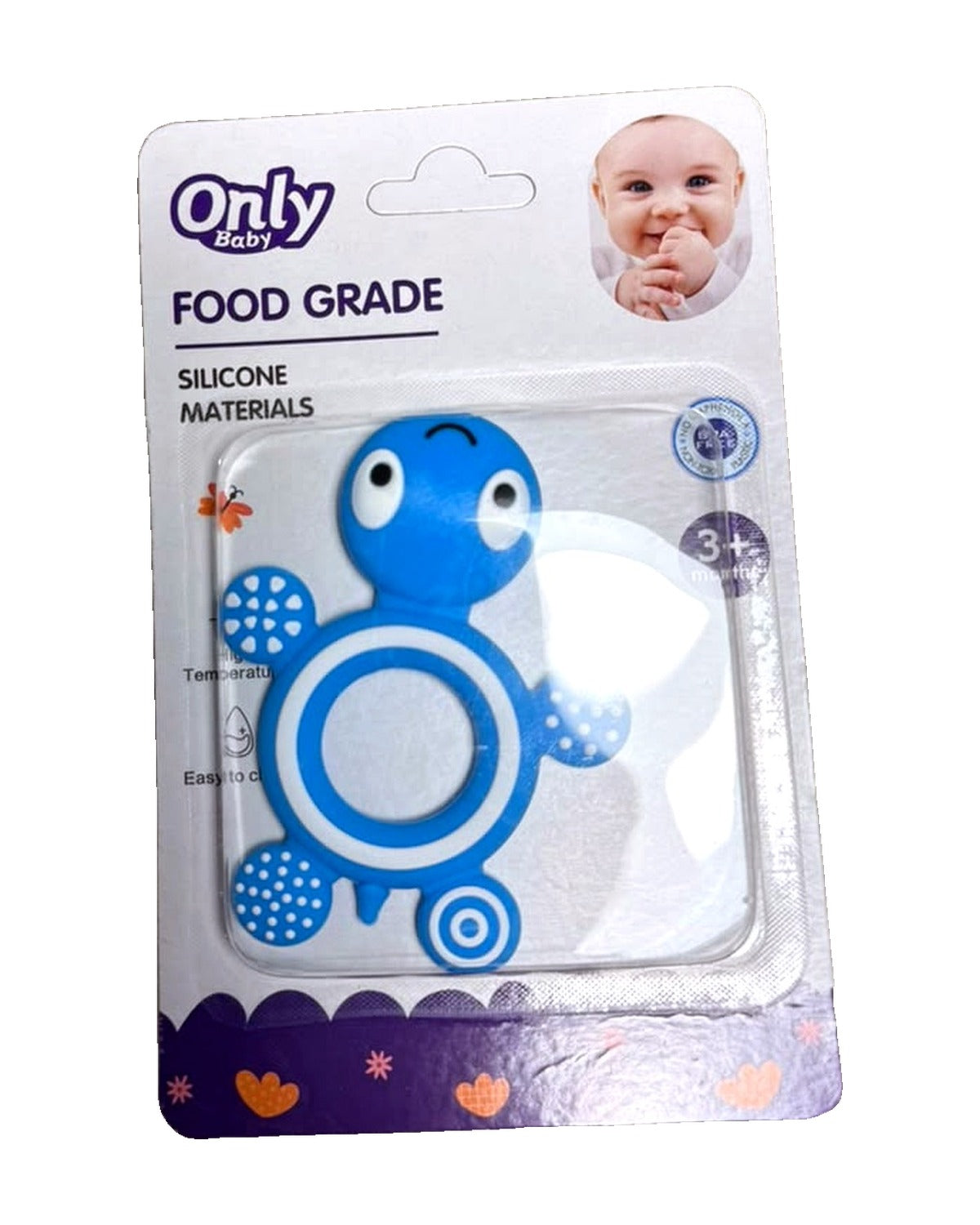 Anneau de dentition Tortue Only Baby en silicone 3M+ – Bleu – Nanou's House