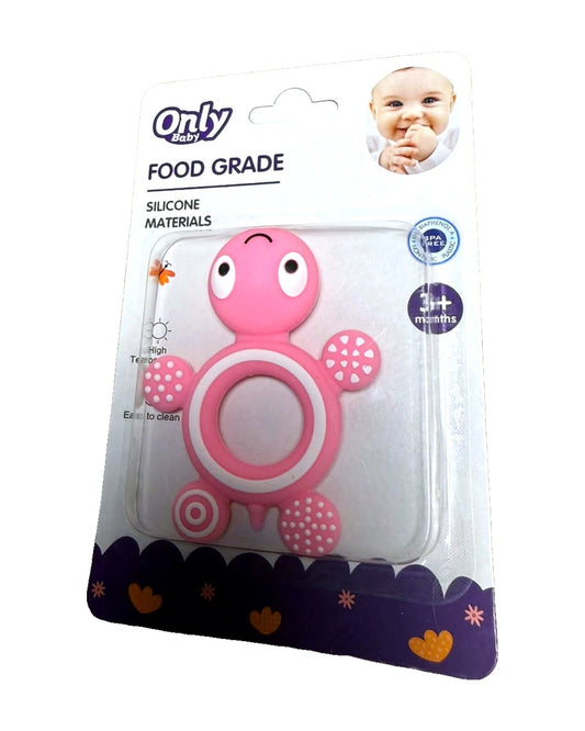 Anneau de dentition Tortue Only Baby en silicone 3M+ – Rose – Nanou's House
