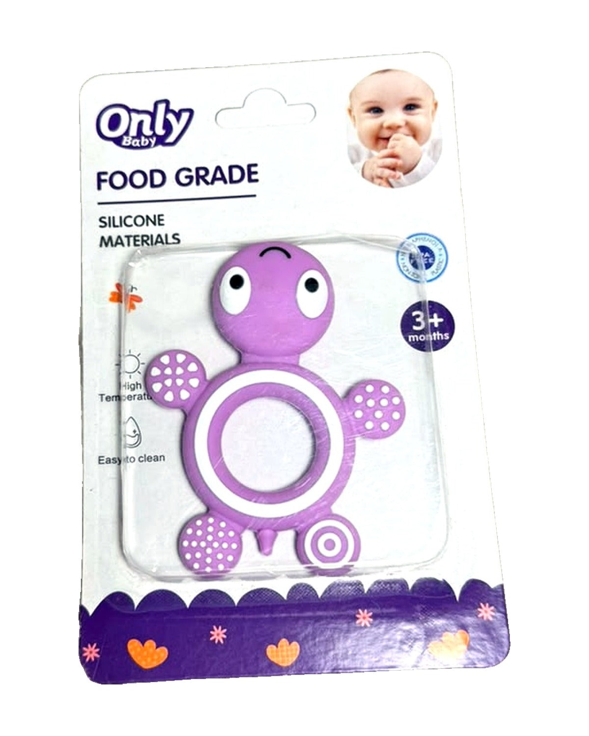 Anneau de dentition Tortue Only Baby en silicone 3M+ – Violet – Nanou's House