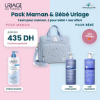 Pack Maman & Bébé Uriage avec sac à langer offert – Crème lavante, Eau nettoyante 500ml, Lait hydratant 500ml – Nanou's House Maroc
