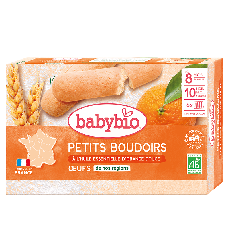Babybio Petits Boudoirs Bio à l'huile essentielle d'orange douce 120g dès 8 mois - Nanou's House Maroc