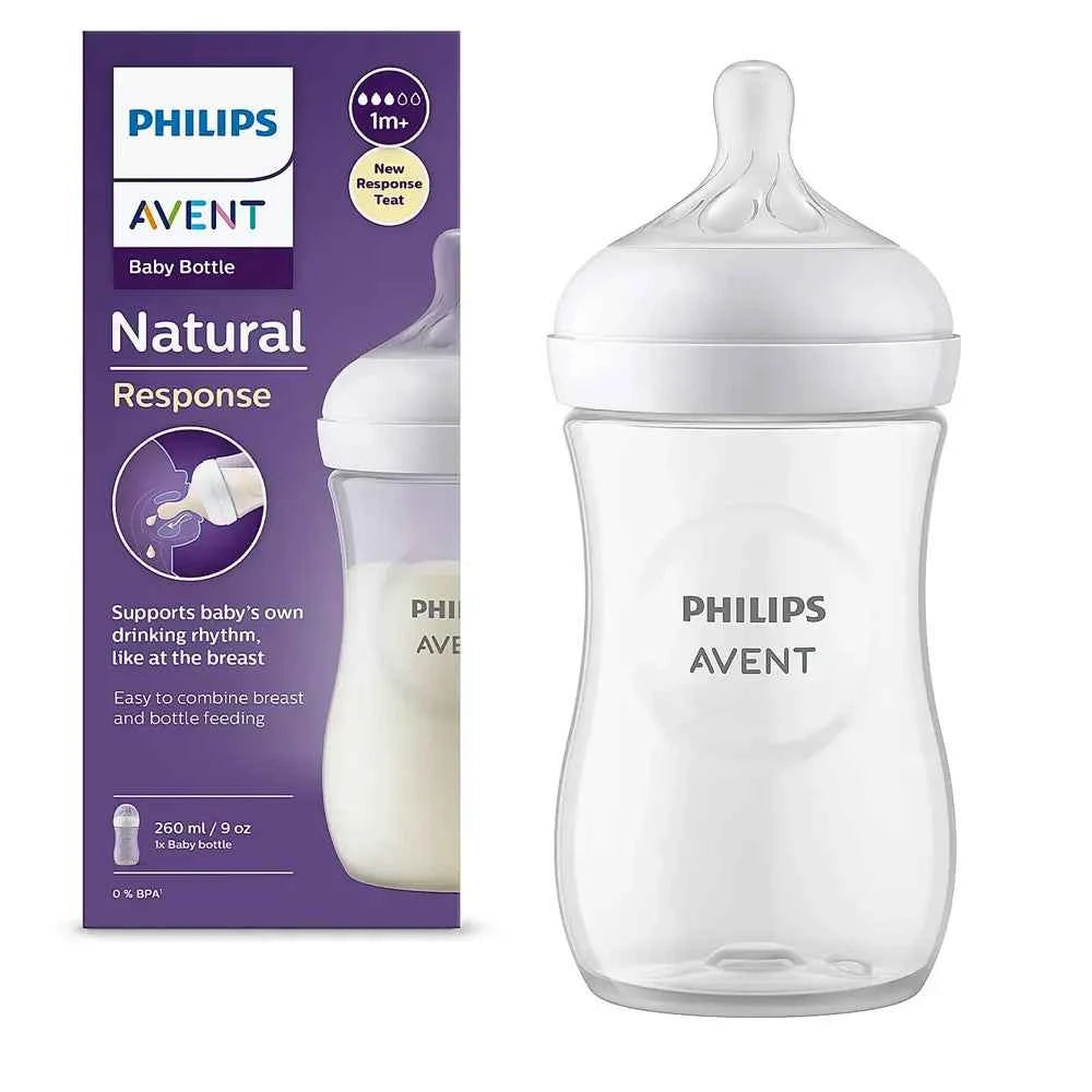 Biberon Philips Avent Natural Response en plastique 260 ml, tétine 1 mois+ | Nanou's House
