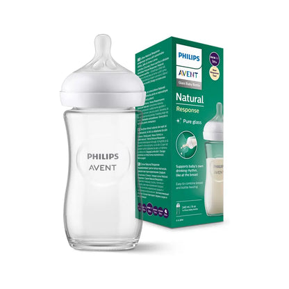 PHILIPS AVENT BIBERON NATURAL EN VERRE 3.0 TEAT 1M+ 240ML - Nanou's house - Philips Avent