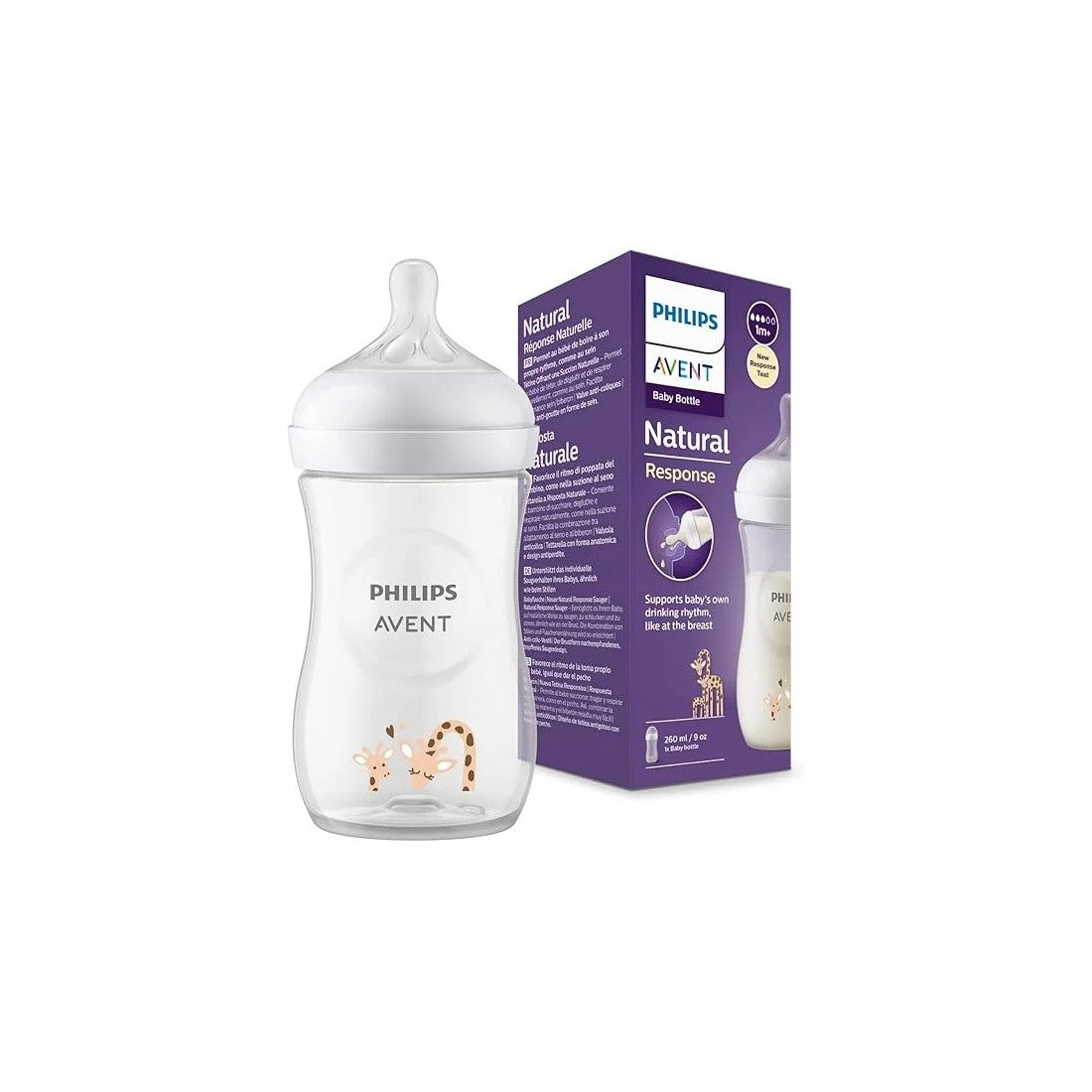 Biberon Philips Avent Natural 260ml (1m+) avec design Girafe | Nanou's House