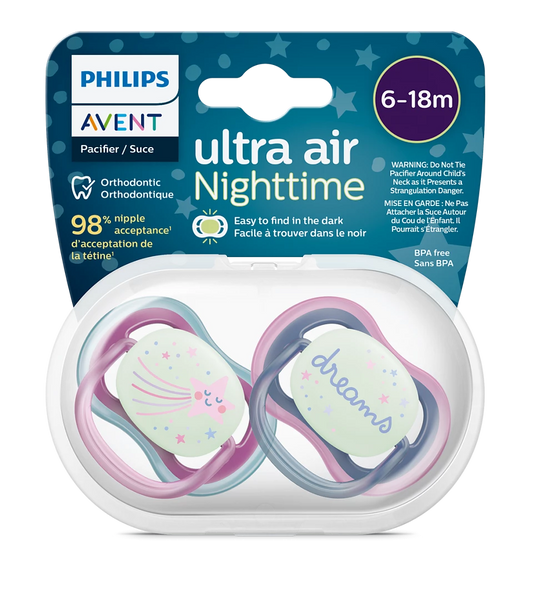 Philips Avent – Sucette Ultra Air Night Fille 6–18 mois - Nanou's house