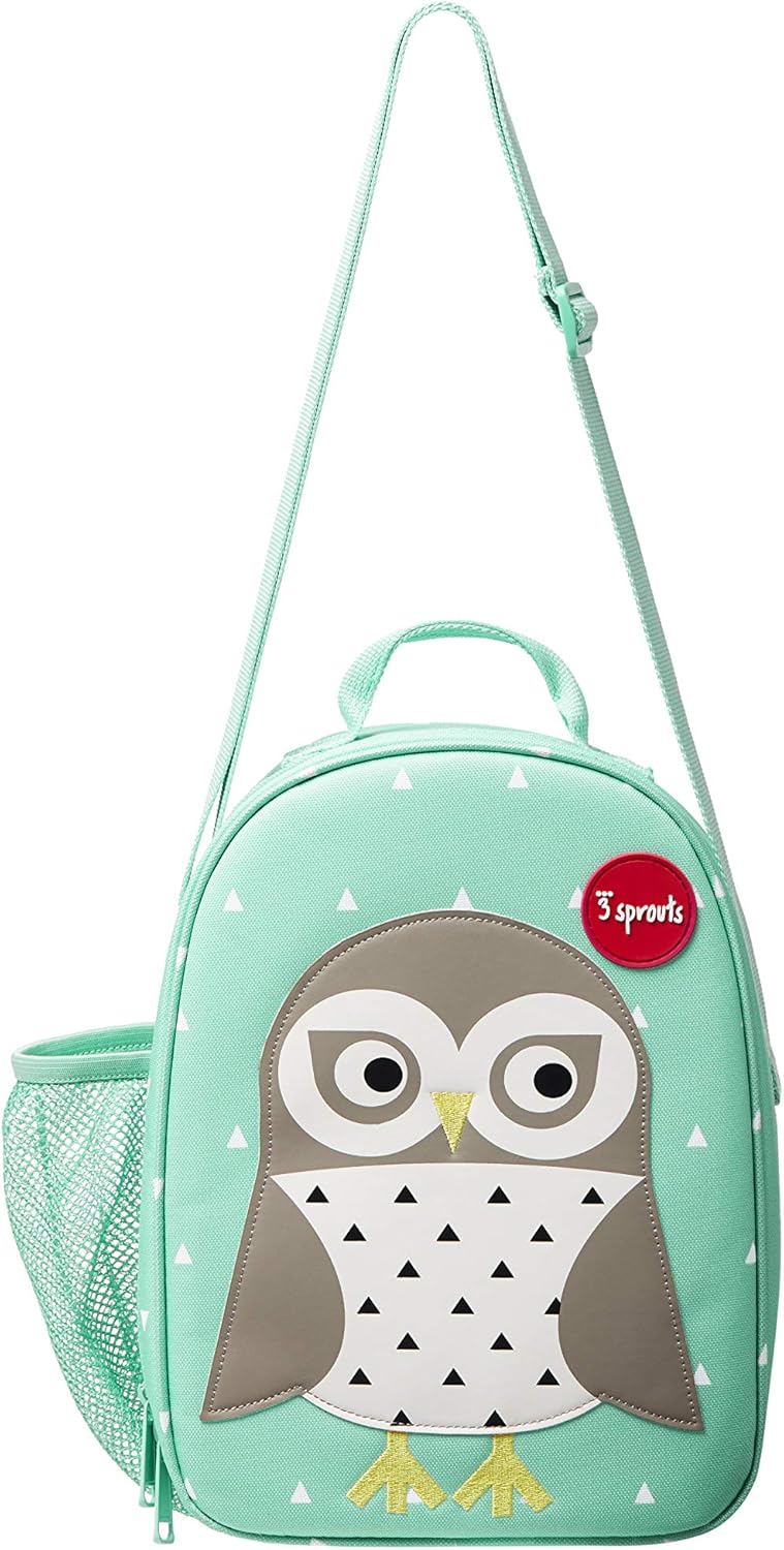 Sac isotherme lunch bag enfant 3 Sprouts motif hibou vert eau nanoushouse