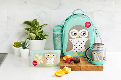 Sac isotherme lunch bag enfant 3 Sprouts motif hibou vert eau nanoushouse