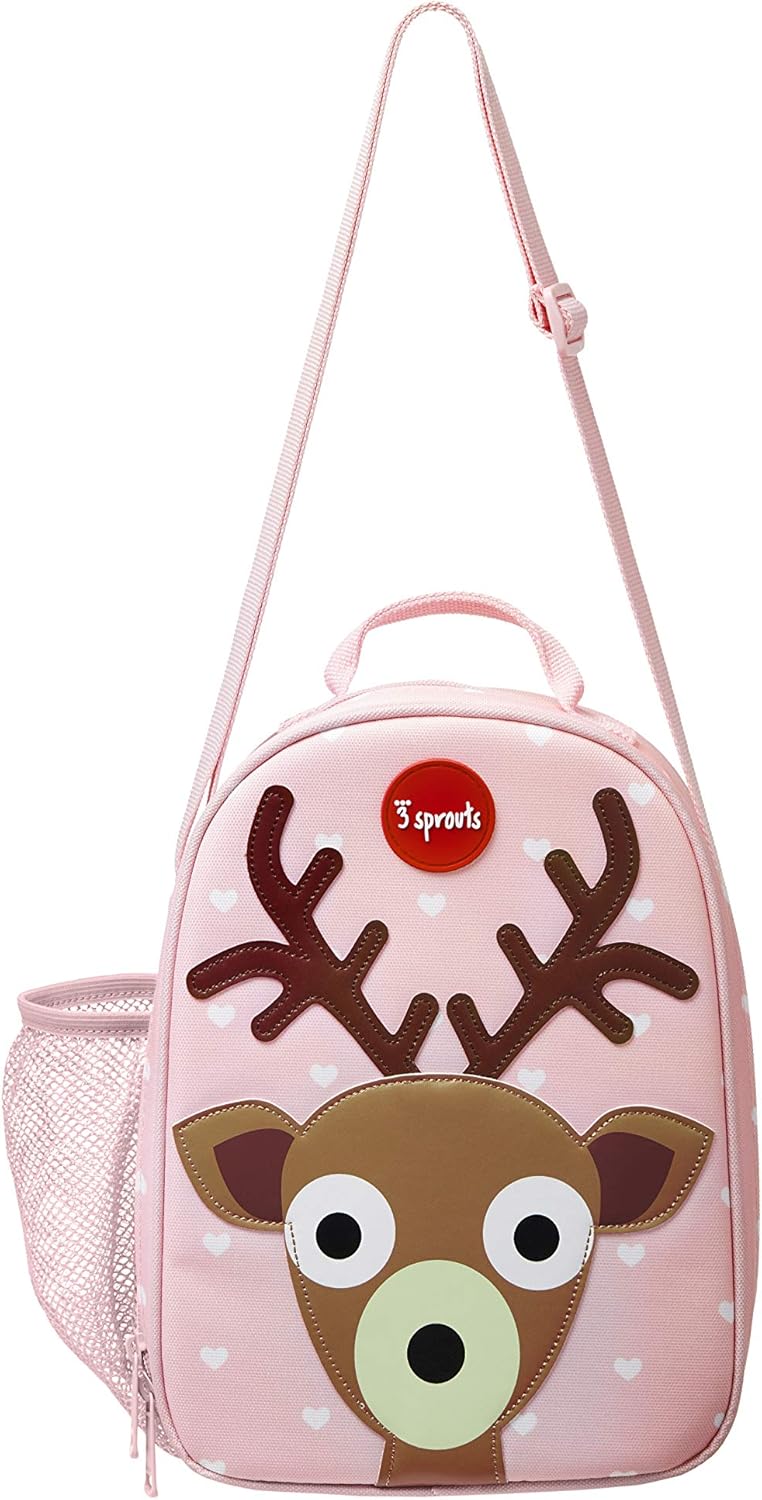 Sac isotherme lunch bag enfant 3 Sprouts motif cerf rose nanoushouse
