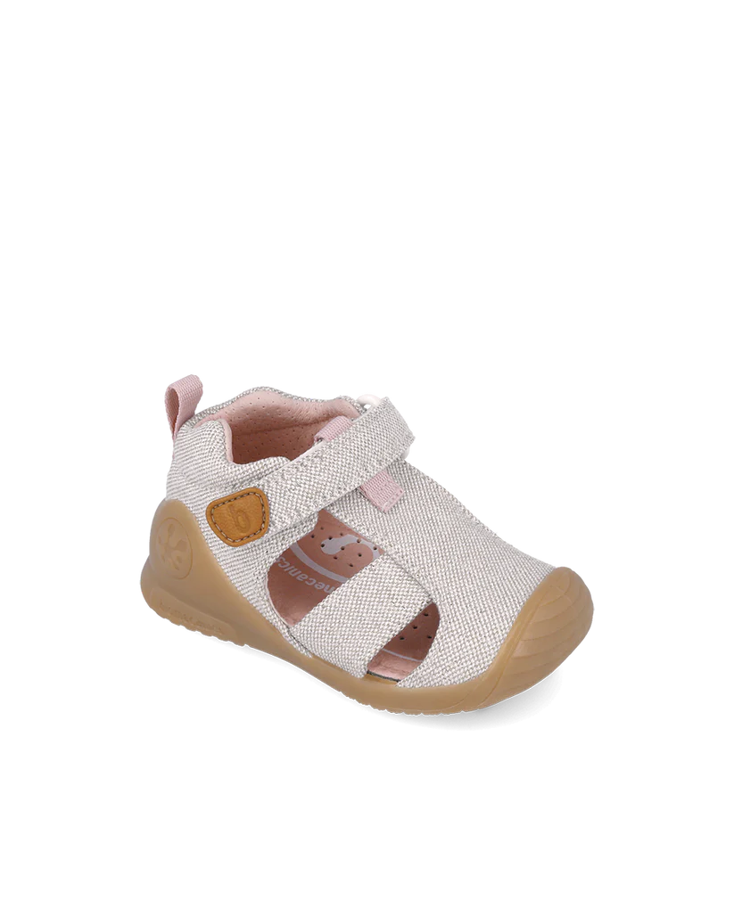 Sandale bébé fille premiers pas en toile beige – Biomecanics – chaussures ergonomiques – Nanou’s House Maroc