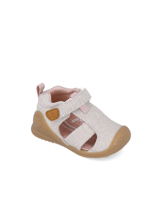 Sandale bébé fille premiers pas en toile beige – Biomecanics – chaussures ergonomiques – Nanou’s House Maroc