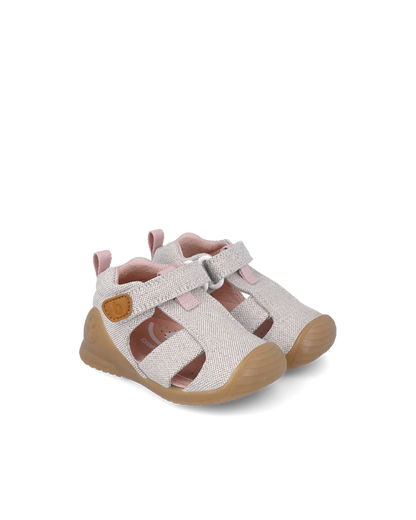 Sandale bébé fille premiers pas en toile beige – Biomecanics – chaussures ergonomiques – Nanou’s House Maroc