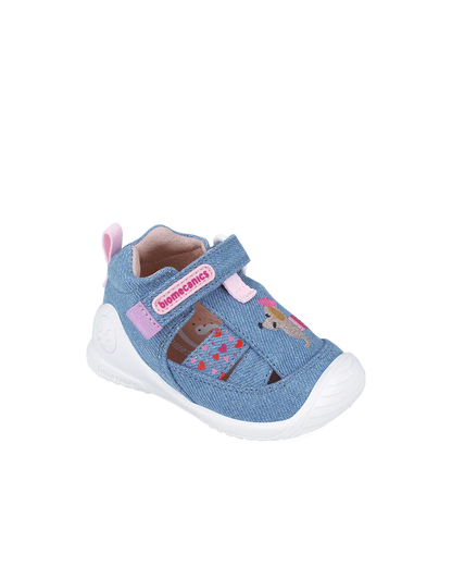Sandale bébé fille premiers pas en toile Blue Jean – Biomecanics – chaussures ergonomiques – Nanou’s House Maroc