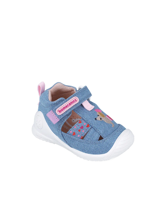 Sandale bébé fille premiers pas en toile Blue Jean – Biomecanics – chaussures ergonomiques – Nanou’s House Maroc